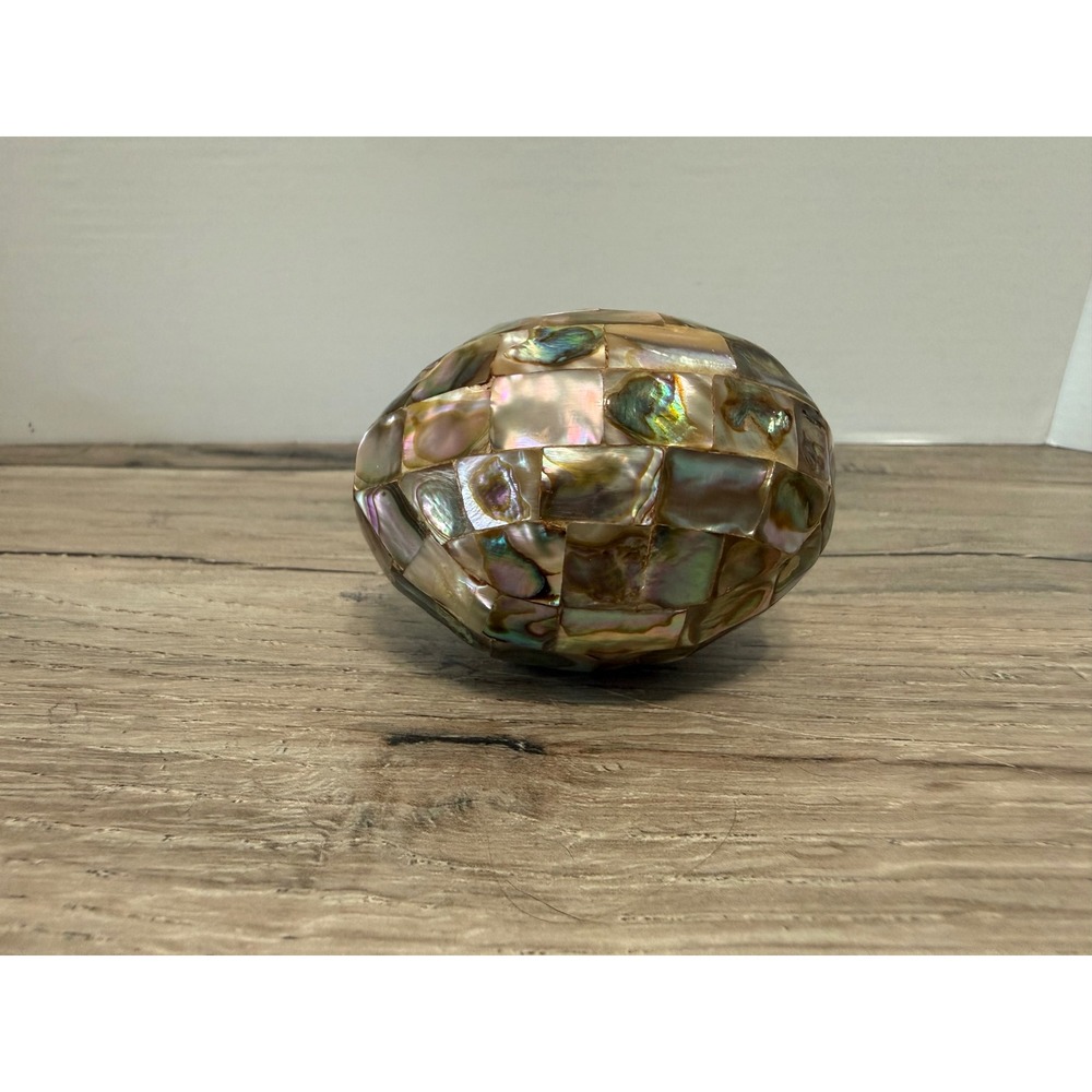 Vintage Mother of Pearl Abalone Shell Mosaic Egg Decorative Iridescent